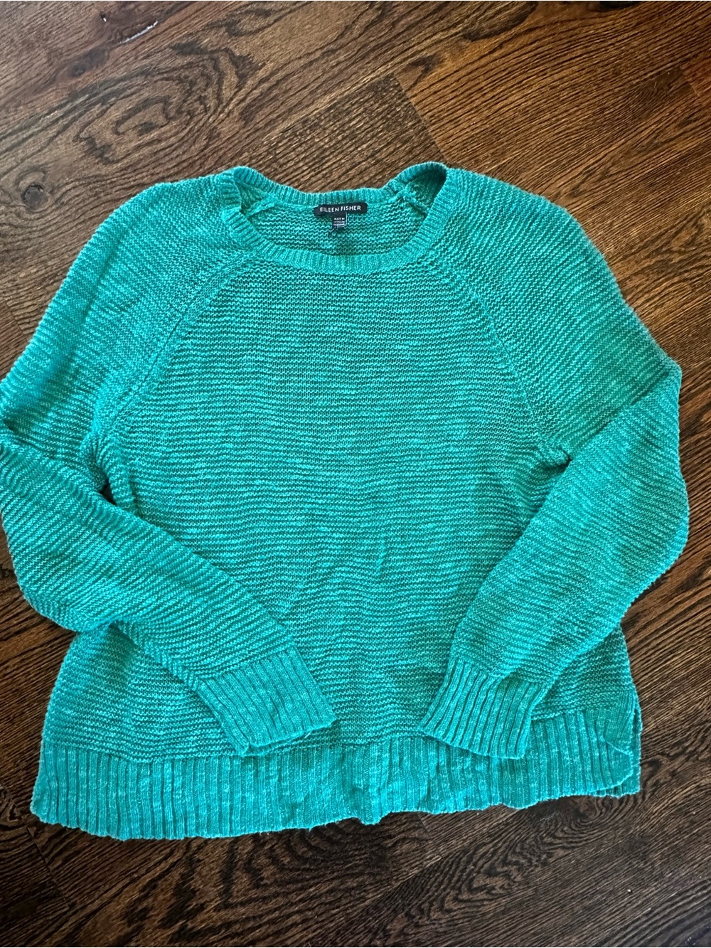 Eileen Fisher Teal Lightweight Crewneck Sweater